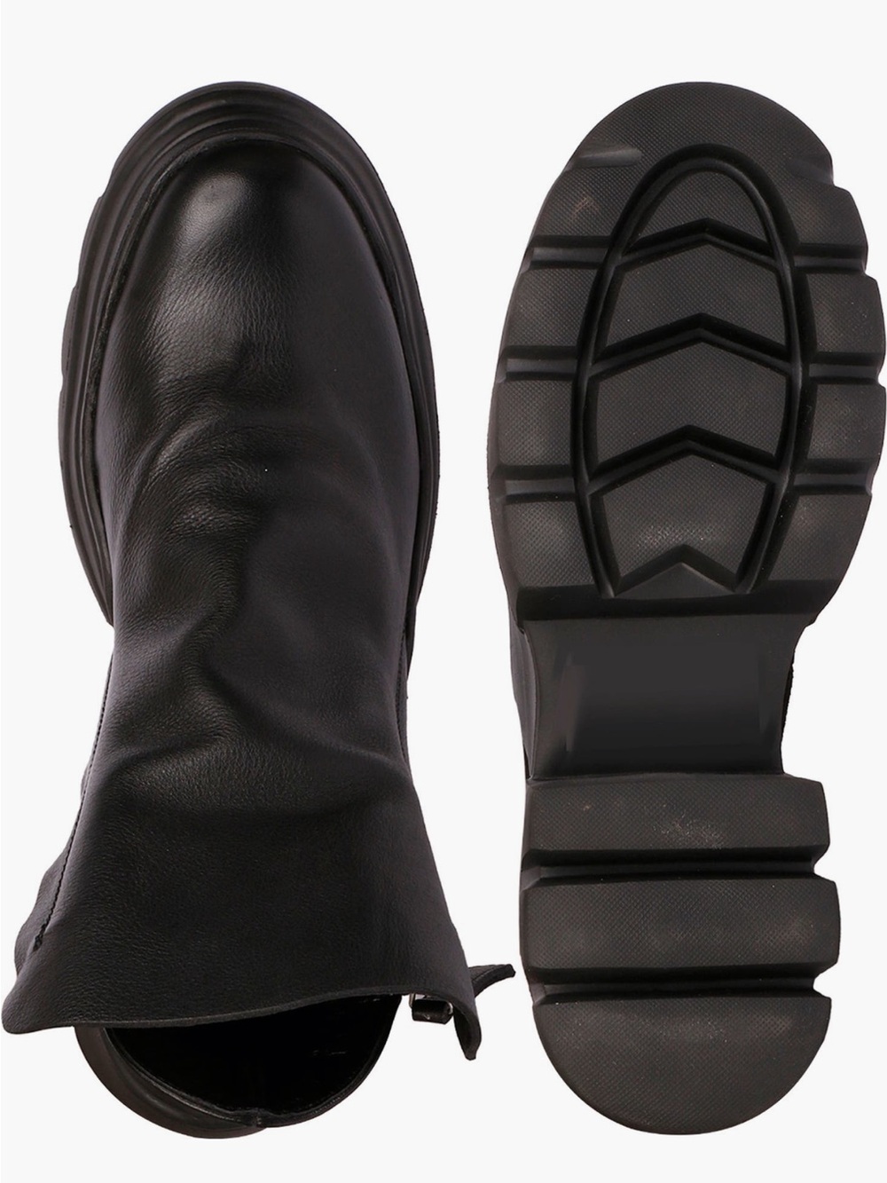 Saint G Women's Black Leather Ankle Booties - Chunky Sole Chelsea Style